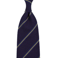 Striped Fina Grenadine Silk Tie - Eggplant - Hand-Rolled