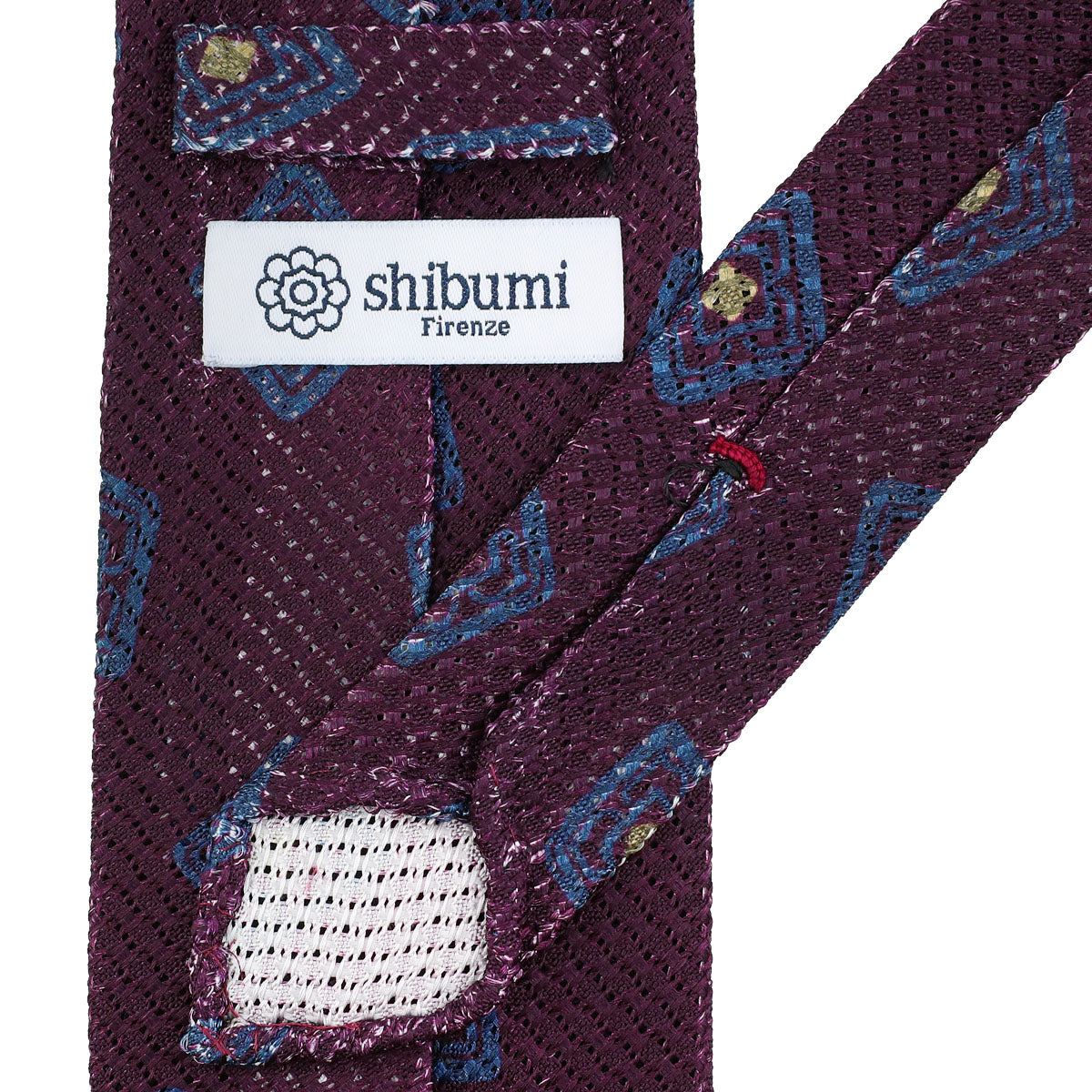 Printed Grossa Grenadine Silk Tie - Eggplant - Hand-Rolled