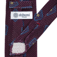 Printed Grossa Grenadine Silk Tie - Eggplant - Hand-Rolled