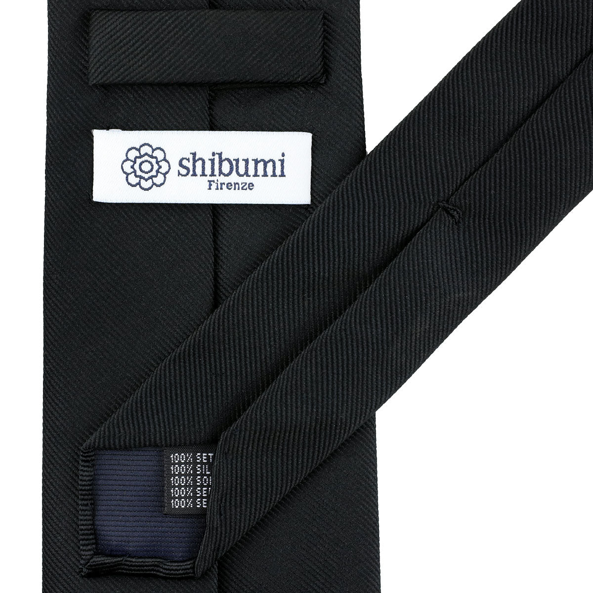 Plain Japanese Jacquard Silk Tie - Black - Hand-Rolled