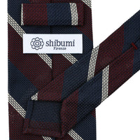 Striped Fina Grenadine Silk Tie - Navy / Burgundy / White