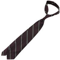 Repp Stripe Silk Tie - Eggplant - Hand-Rolled