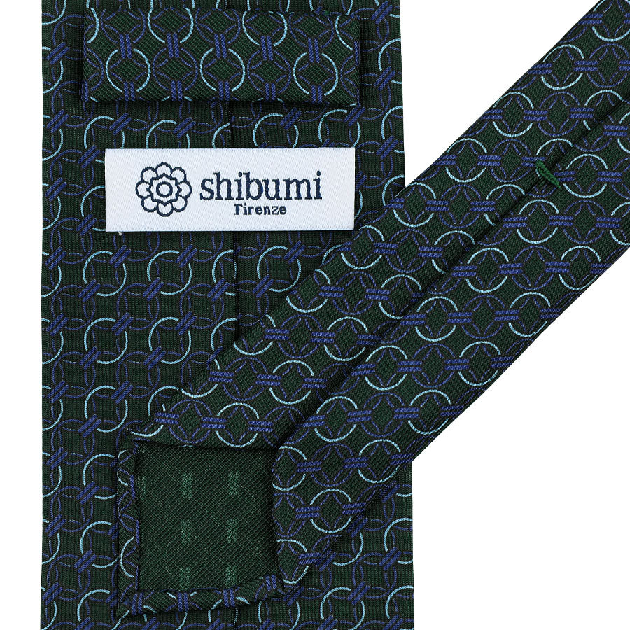 Chain Printed Silk Tie - Madder Green - Hand-Rolled