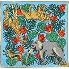 Safari Motif Wool / Silk Pocket Square - Sky Blue - 40x40cm