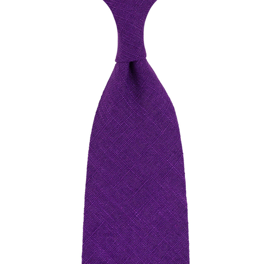 Japanese Ramie Tie - Purple - Hand-Rolled