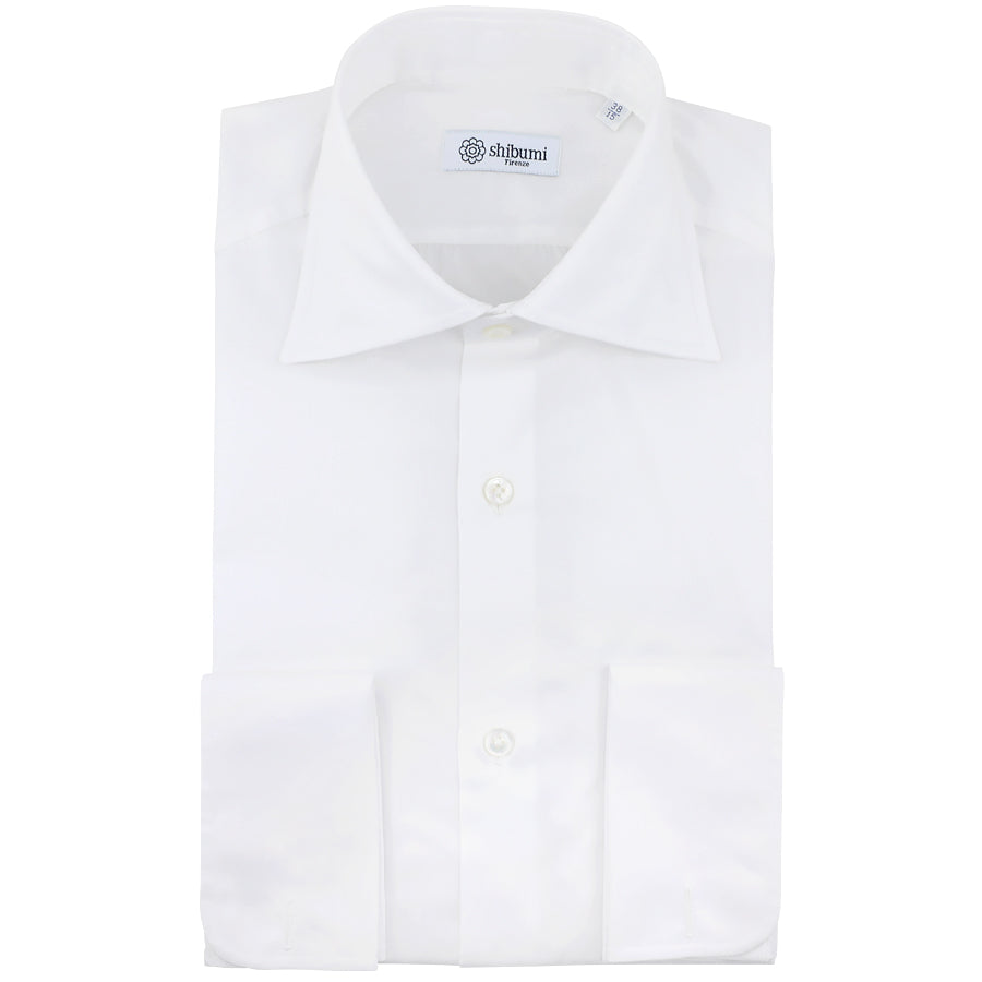 Twill Semi Spread Shirt - White - French Cuffs