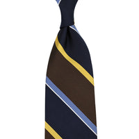 Japanese Repp Stripe Silk Tie - Navy / Brown