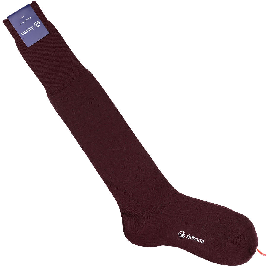 Knee Socks - Dots - Burgundy - Wool