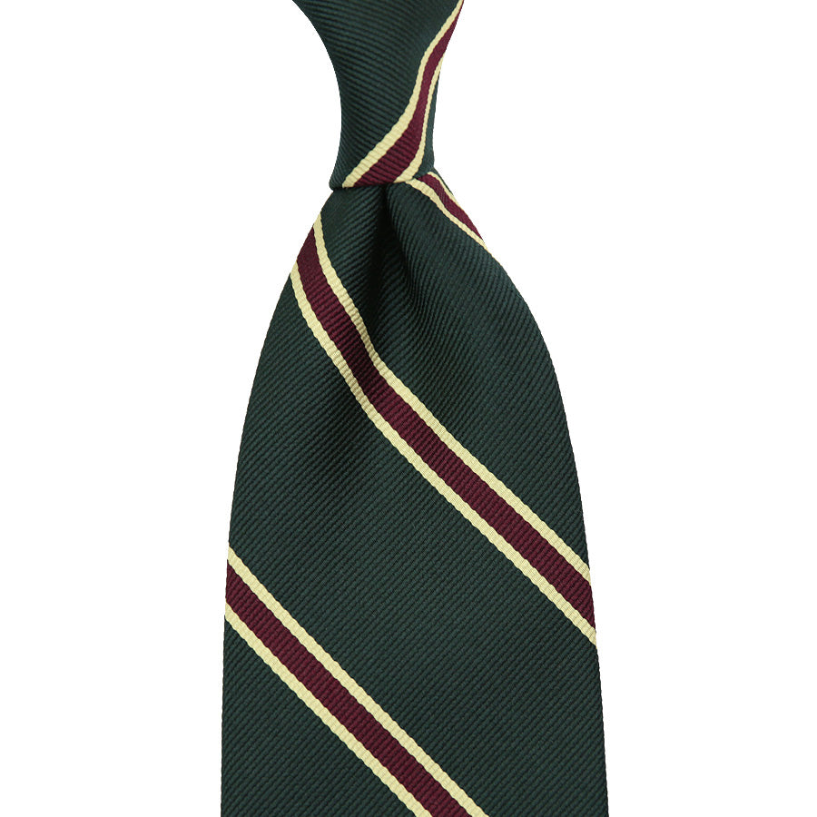 Repp Stripe Silk Tie - Bottle Green - Hand-Rolled