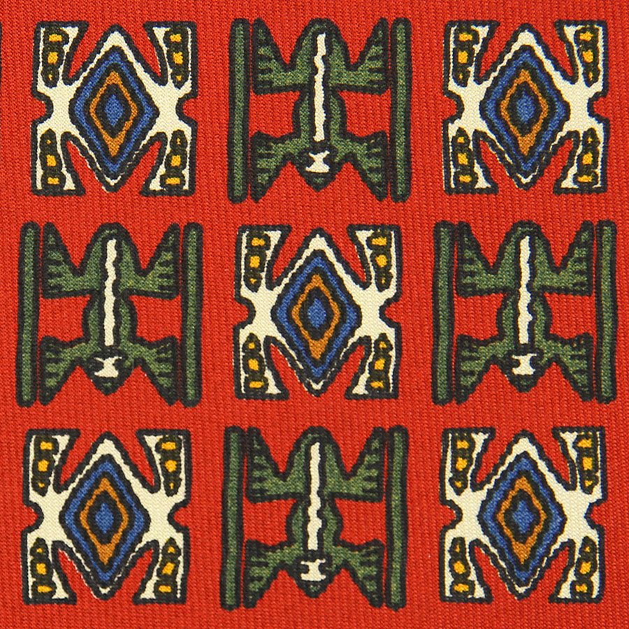 Geometrical Printed Silk Bespoke Tie - Rust