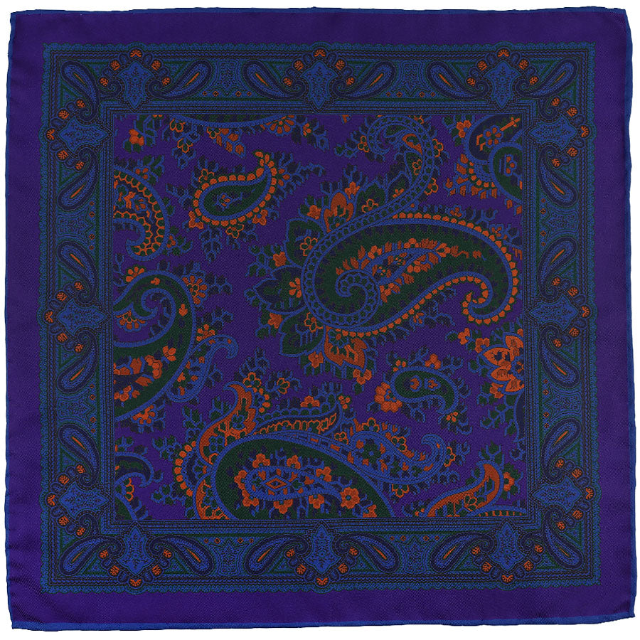 Ancient Madder Silk Pocket Square - Purple - 43x43cm