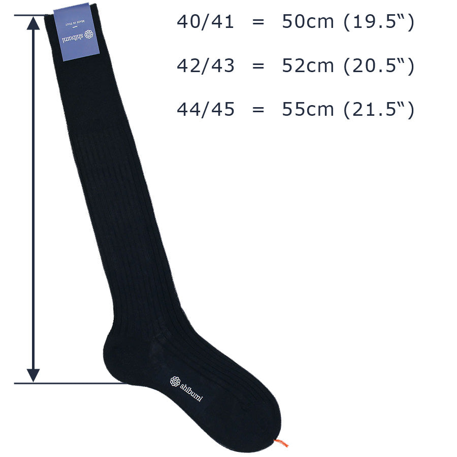 Knee Socks - Ribbed - Denim - Pure Linen