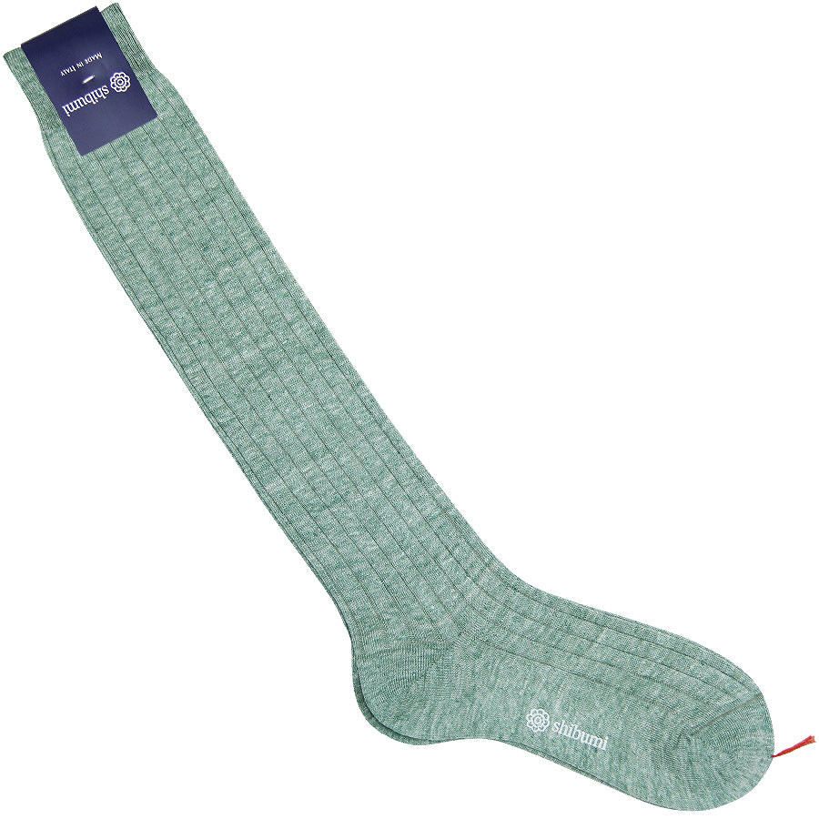 Knee Socks - Ribbed - Mint - Pure Linen