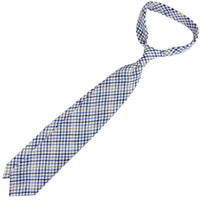 Maison Hellard Gun Club Check Linen Tie - White / Blue