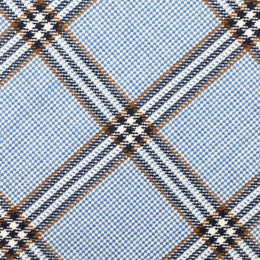 Harrisons Checked Wool / Silk / Linen Bespoke Tie - Blue