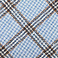 Harrisons Checked Wool / Silk / Linen Bespoke Tie - Blue