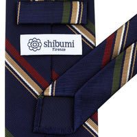Japanese Repp Stripe Silk Tie - Navy