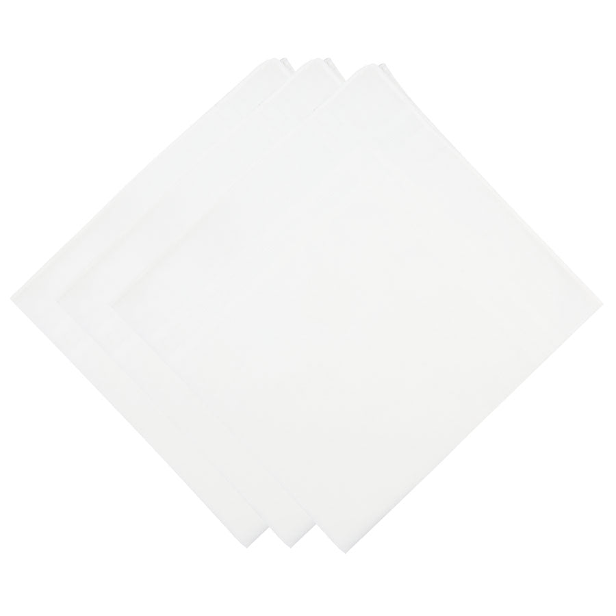 3x Plain Cotton Handkerchief Set - White