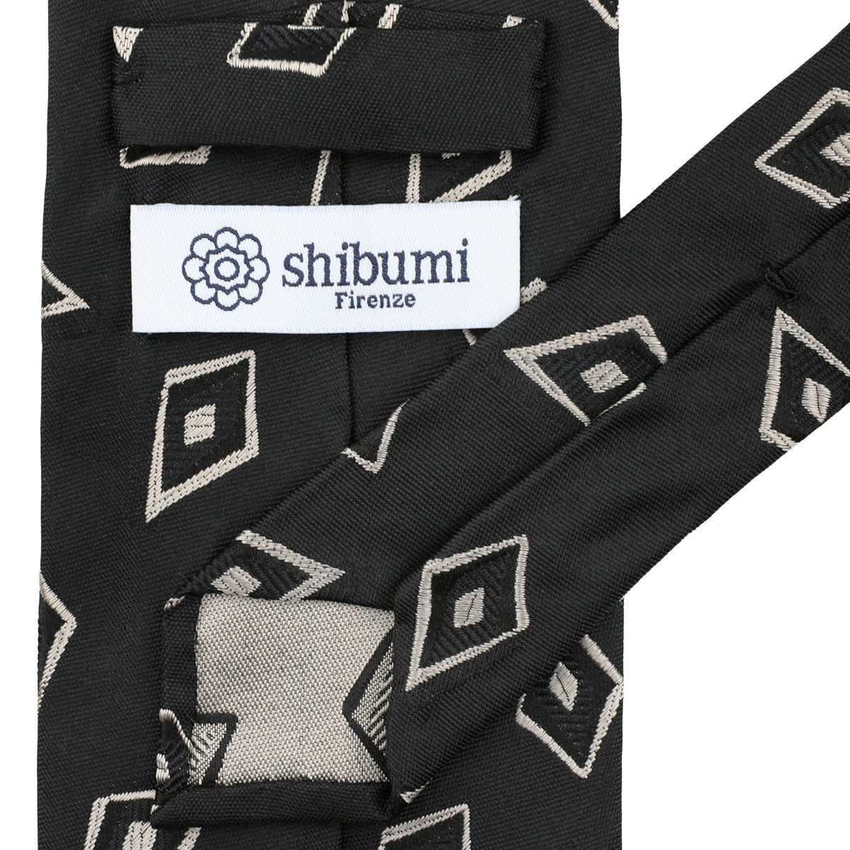 Geometrical Jacquard Silk Tie - Black - Hand-Rolled