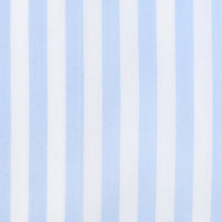 Poplin Semi Spread Shirt - White / Sky Blue - Bengal Stripe