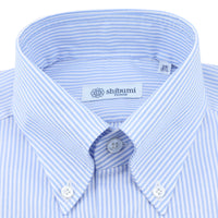 Oxford Button Down Shirt - White / Blue - University Stripe Thin