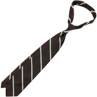 Repp Stripe Silk Tie - Espresso - Hand-Rolled