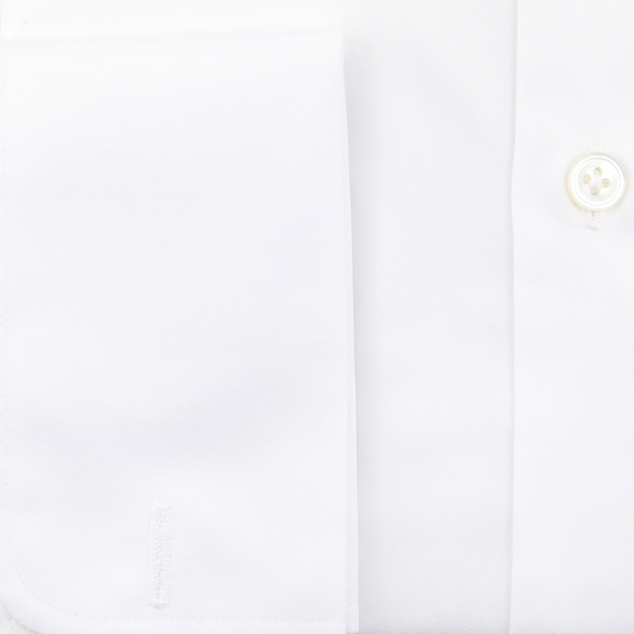 Twill Semi Spread Shirt - White - French Cuffs