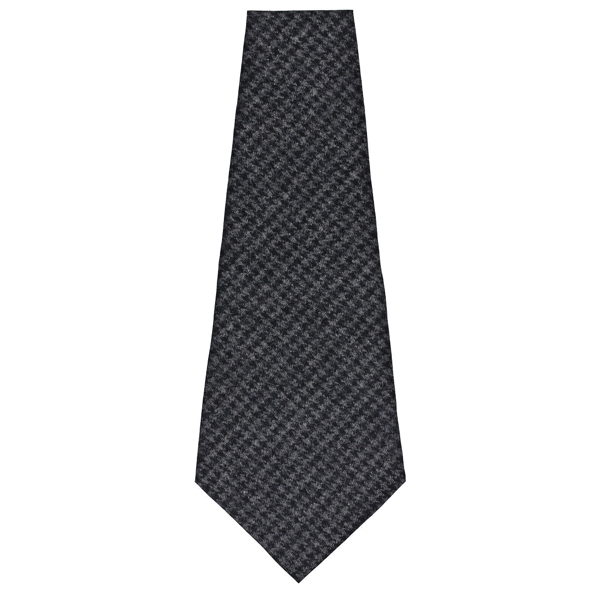 Houndstooth Bespoke Wool Tie - Charcoal