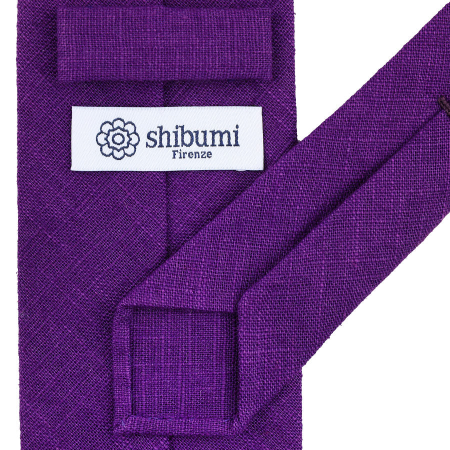 Japanese Ramie Tie - Purple - Hand-Rolled