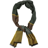 Striped Wool Scarf - Green / Brown / Yellow