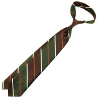 Japanese Repp Stripe Silk Tie - Brown / Olive