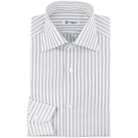 Cotton / Linen Semi Spread Shirt - White / Light Grey