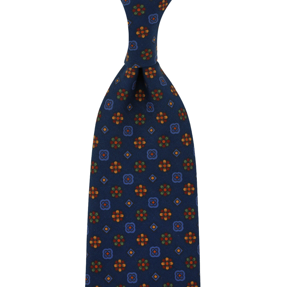 Ancient Madder Silk Tie - Navy - Hand-Rolled
