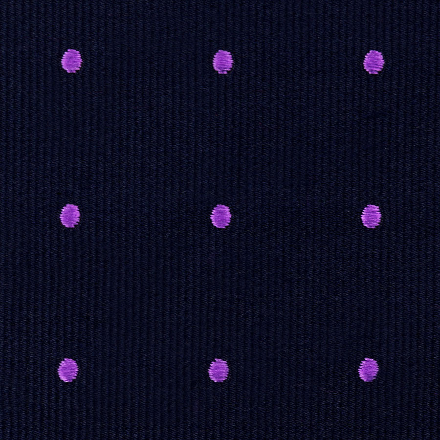 Polka Dot Bespoke Jacquard Silk Tie - Midnight / Purple
