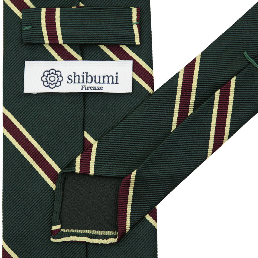 Repp Stripe Silk Tie - Bottle Green - Hand-Rolled