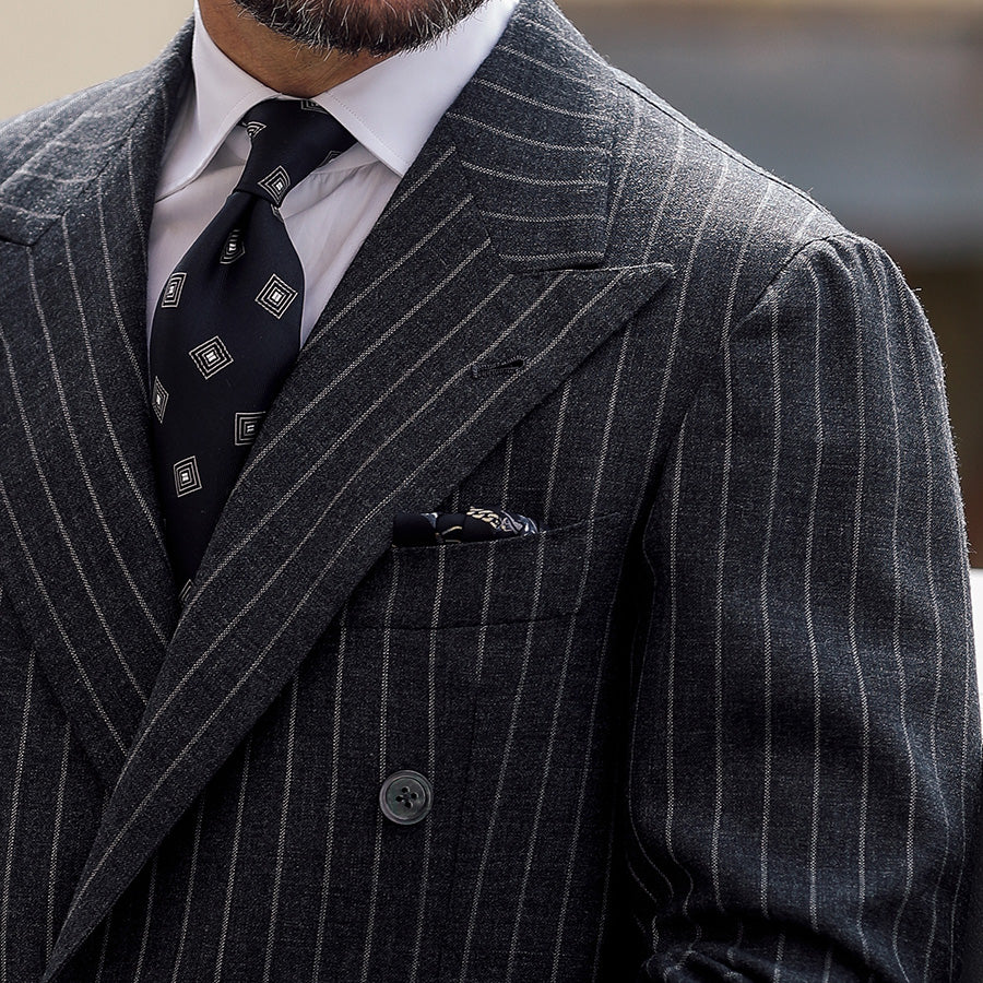 Equestrian Motif Silk Pocket Square - Black - 40x40cm