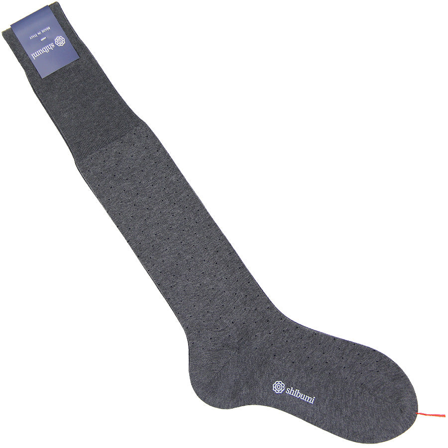 Knee Socks - Dots - Grey - Pure Cotton