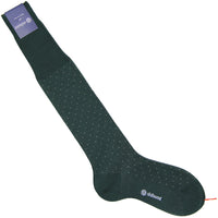 Knee Socks - Dots - Dark Green - Pure Cotton
