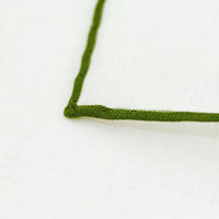 Irish Linen Shoestring Pocket Square - White / Olive