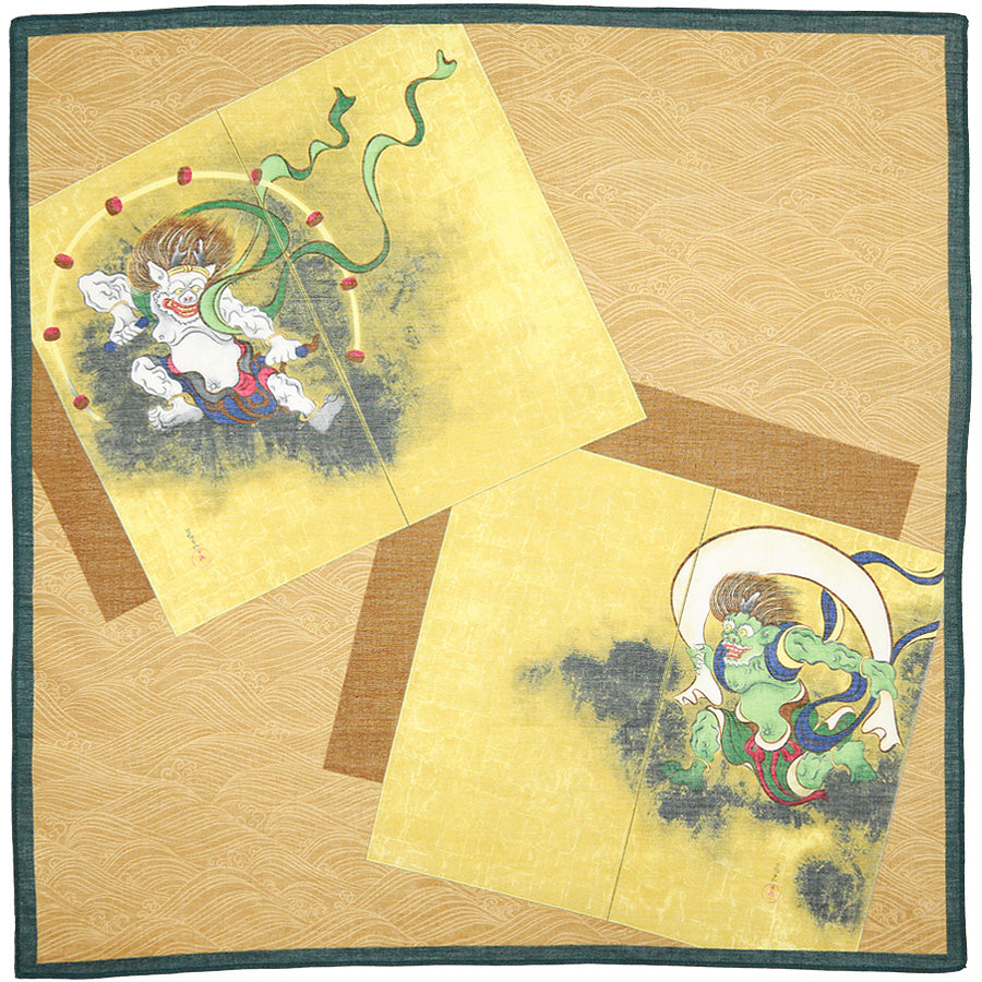 Ukiyo-e Cotton Handkerchief - Ocher - Green