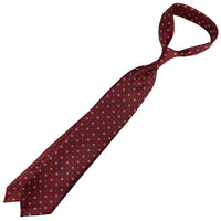 Floral Printed Silk Tie - Burgundy - Hand-Rolled