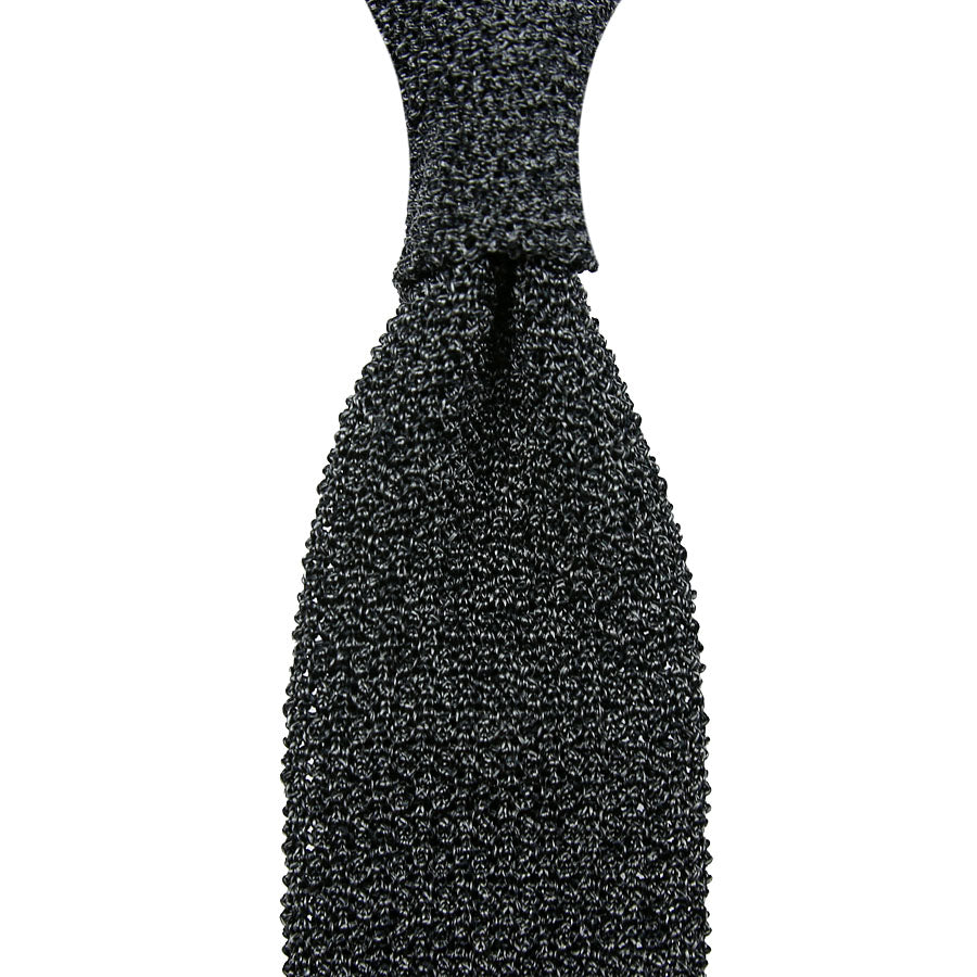 Crunchy Silk Knit Tie - Charcoal Mottled