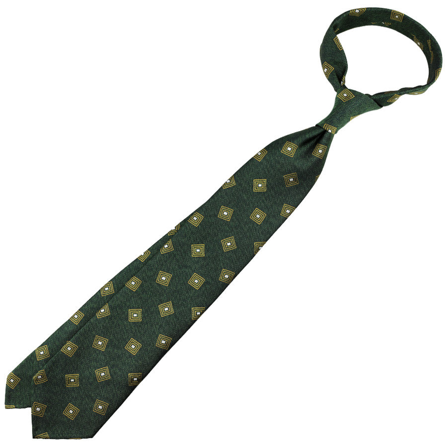 Geometrical Japanese Boucle Silk Tie - Forest