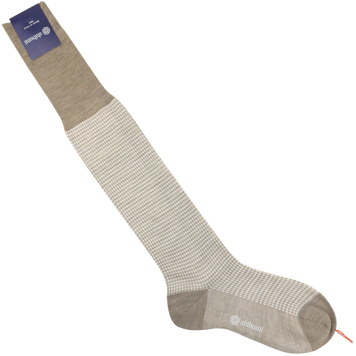 Knee Socks - Houndstooth - Beige - Wool