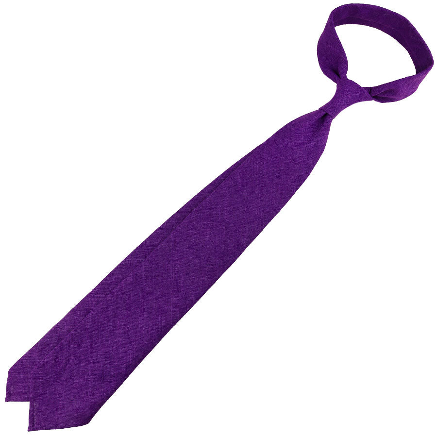 Japanese Ramie Tie - Purple - Hand-Rolled