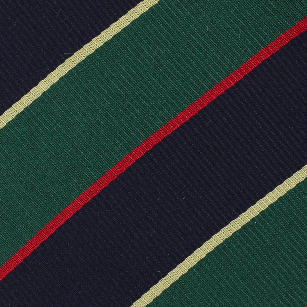 Repp Stripe Silk Bespoke Tie - Navy / Forest / Red / Yellow