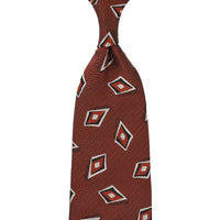 Geometrical Jacquard Silk Tie - Rust - Hand-Rolled