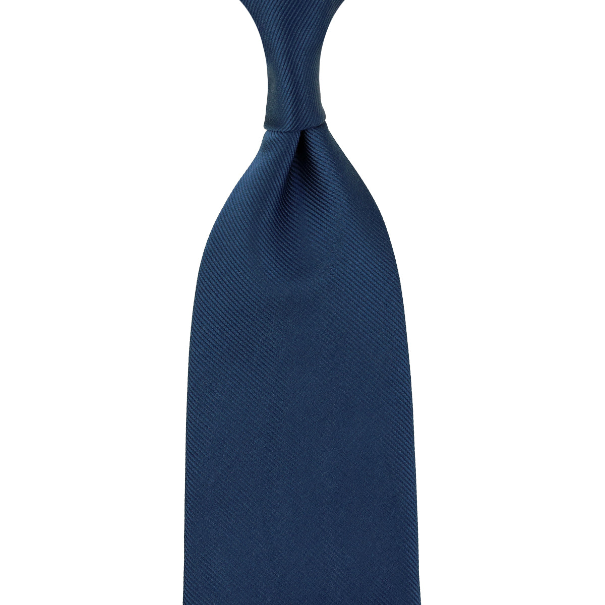 Plain Japanese Jacquard Silk Tie - Navy - Hand-Rolled