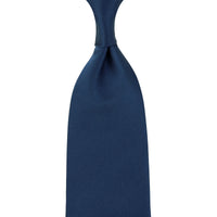 Plain Japanese Jacquard Silk Tie - Navy - Hand-Rolled