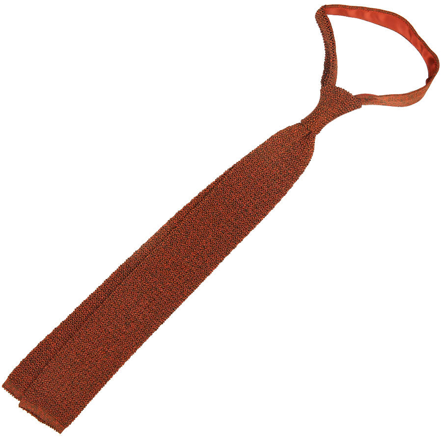 Crunchy Silk Knit Tie - Rust Mottled